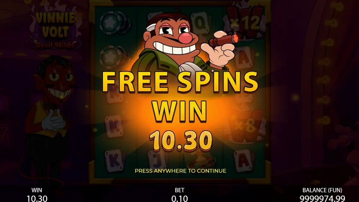 Vinnie Volt: Devil Wilds slot dengan karakter iblis kartun dan simbol kasino vintage