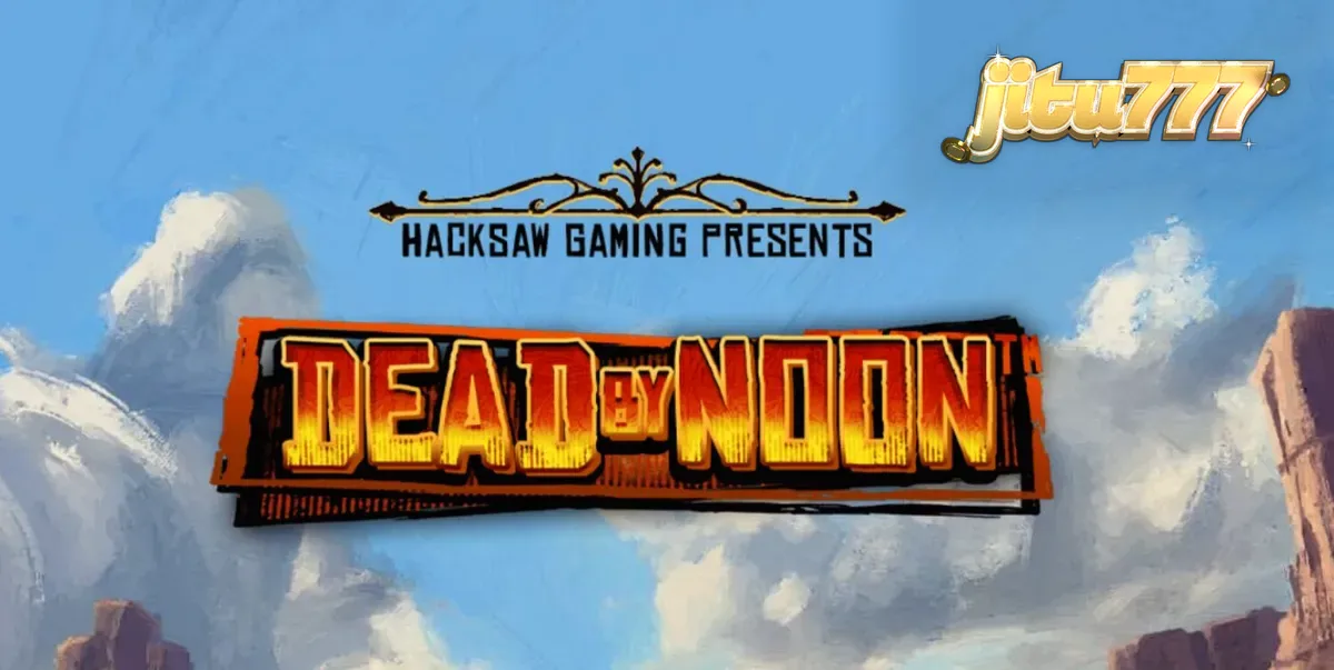 Tampilan visual slot Dead by Noon dengan latar belakang Wild West yang gersang dan simbol-simbol bertema koboi.